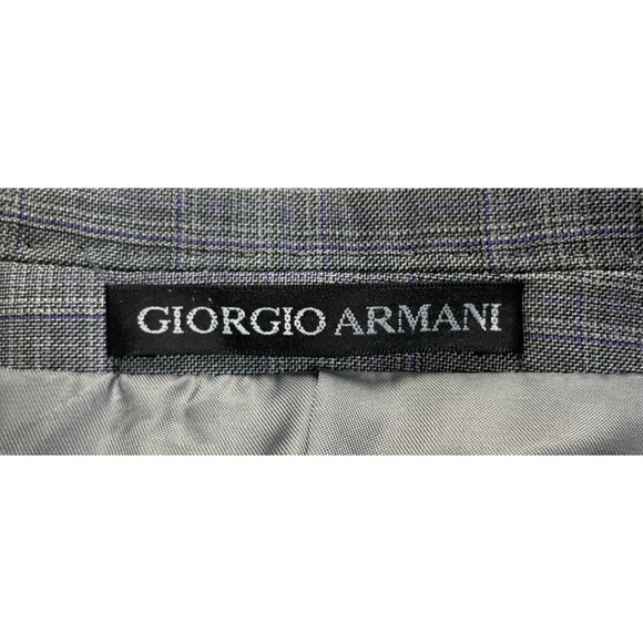 NWT Giorgio Armani Le Collezioni Gray Purple Plaid Wool Sport Coat Blazer - Picture 5 of 10